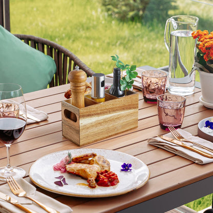 DRASTAR Silverware Holder, Acacia Wooden Utensil Caddy, Silverware Organizer Countertop, Cutlery Holder for Party, Fork Spoon Knife Organizer