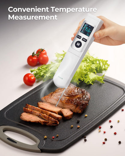 ERICKHILL Infrared Thermometer Gun, Heat Temp Temperature Gun with Meat Probe 2-in-1, Digital IR Laser Thermometer Gun for Cooking, Pizza Oven, Meat, Griddle, Grill, HVAC