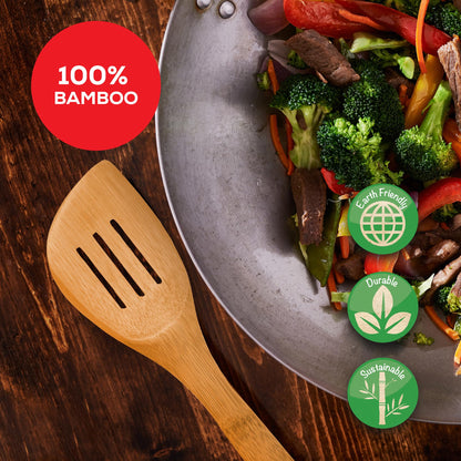 Helen’s Asian Kitchen Slotted Spatula, Natural Bamboo, 13-Inch