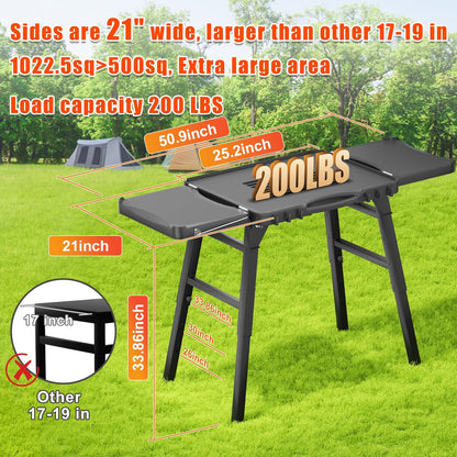 Grill Table Cart for Ninja Woodfire OG701 OG850 OG951, Pizza Oven Table Cart, Foldable Grill Stand for Ninja, Blackstone, Cuisinart, With Air Vent, Adjustable Height