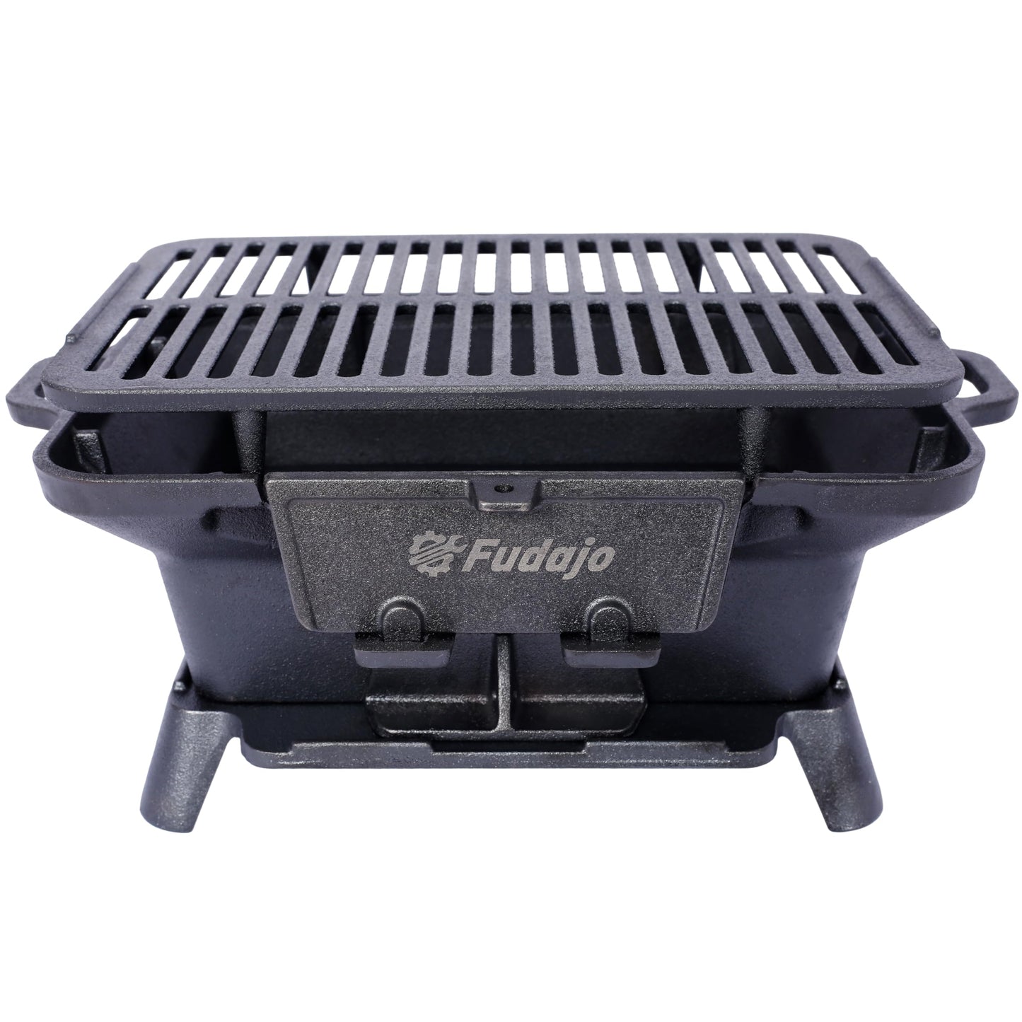 Anveffeg Cast Iron Hibachi Grill – Portable Charcoal BBQ for Outdoor Cooking, Durable Tabletop Skillet, Compact Camping Charcoal Cooker for Tailgating, Picnics & Hunting (Rectangle)