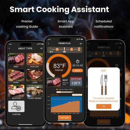 GMGH Smart Wireless Meat Thermometer | 4 Probes | Upgraded large LCD Display | Accurate & Stable | long-range Bluetooth App or Host Control for iOS & Android |BBQ,Oven,Grill,Smoker,Air Fryer,Sous Vide