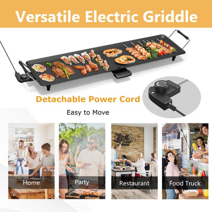 KOTEK 35” Electric Griddle, Nonstick Extra Large Teppanyaki Grill with 5 Adjustable Temperature, Drip Tray, Cool Touch Handles, 2000W Flat Top Pancake Griddle Smokeless for Indoor Outdoor BBQ Party