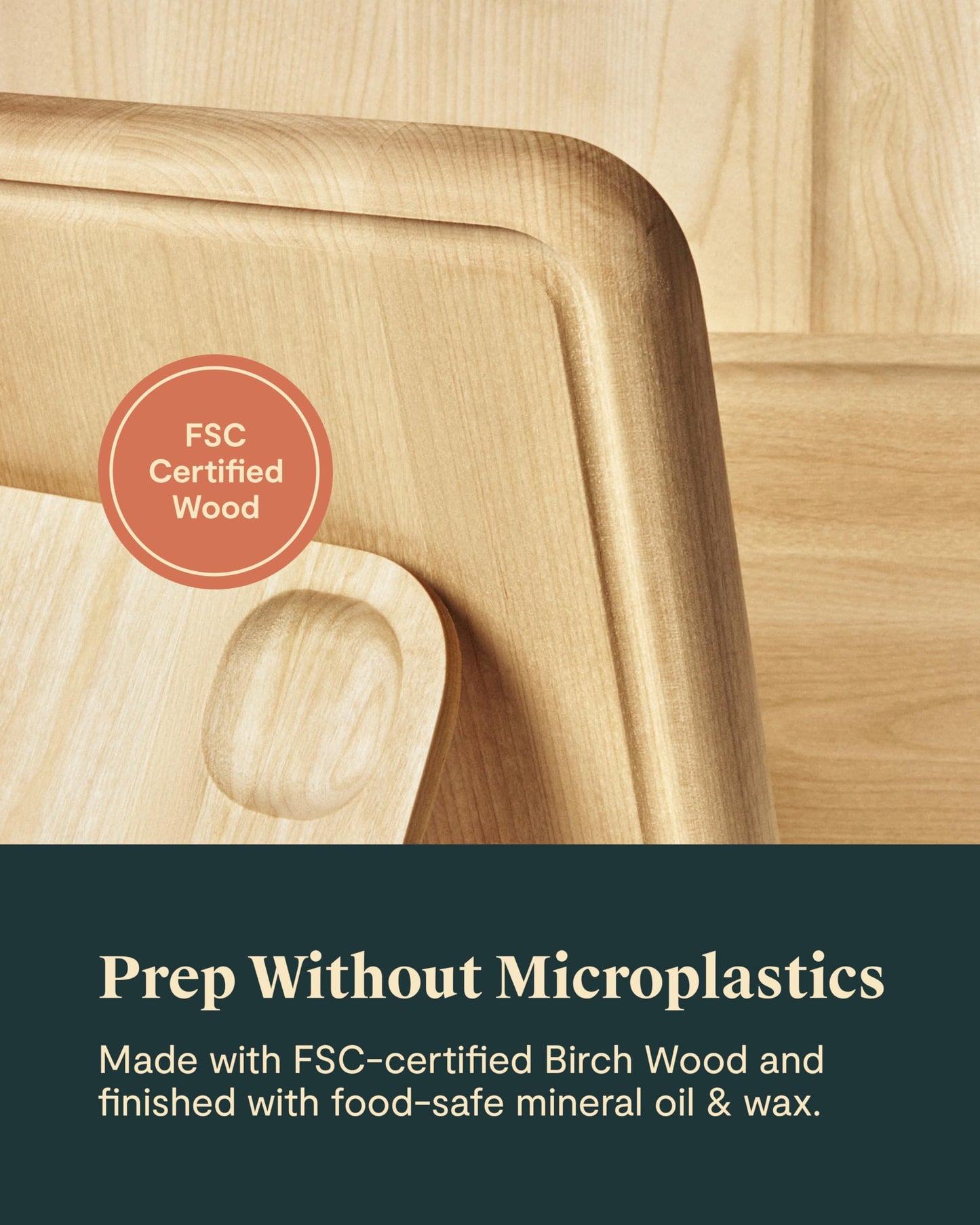 Caraway Cutting Board - Large (17 x 12”) - Double Sided Wood Cutting Board - Made From FSC-Certified Birch Wood - Food-Safe Mineral Oil & Wax Finish