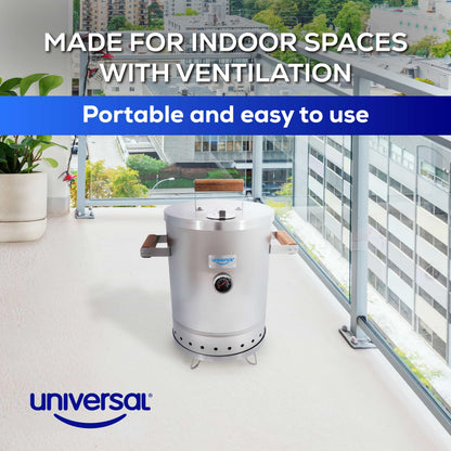 Universal (6-pound) Stainless Steel (Small) Charcoal Barrel Smoker with Thermometer & Airlock system - 16.5"x 21.18" x ⌀11.81", 2 in 1 Vertical Smoker - Grill and Smoker, 6-serving Slow Cooking Smoker