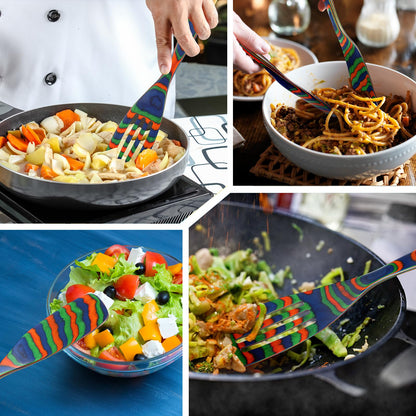 Maxdot 3 Pcs Wooden Spoons for Cooking Pakkawood Kitchen Utensils Set Wooden Cooking Spurtles Wood Serving Spatula Spoon Safe for Non Stick Cookware Housewarming Kitchen Souvenir Gift