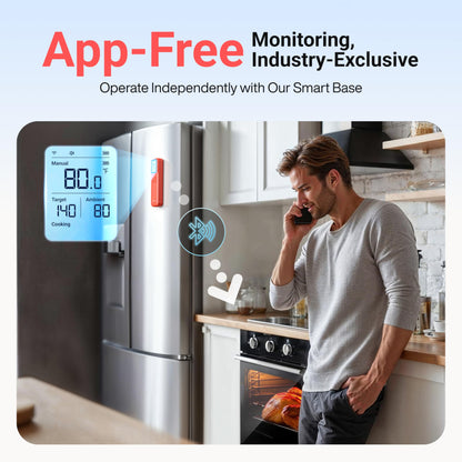 ThermoMaven Wireless Meat Thermometer with WiFi & Bluetooth, Standalone Base for Unlimited Range, NIST Certified Accuracy, Smart App Alerts for Grill, Oven, Smoker, BBQ