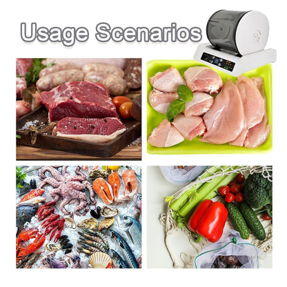 Commercial Automatic Vacuum Tumbler Marinating Machine 5L | Industrial Meat & Vegetable Tenderizer with LED Display + 20 Gloves | Auto Shut-Off, 0-10H Timer for BBQ/Restaurants