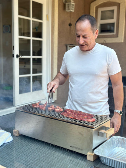 The Bincho Grill GR610W – 24 Inch Wide Body Yakitori Grill – Japanese Style Charcoal Robata BBQ for Skewers, Steaks, and More – Restaurant-Quality Binchotan Tabletop Grill – Portable and Durable