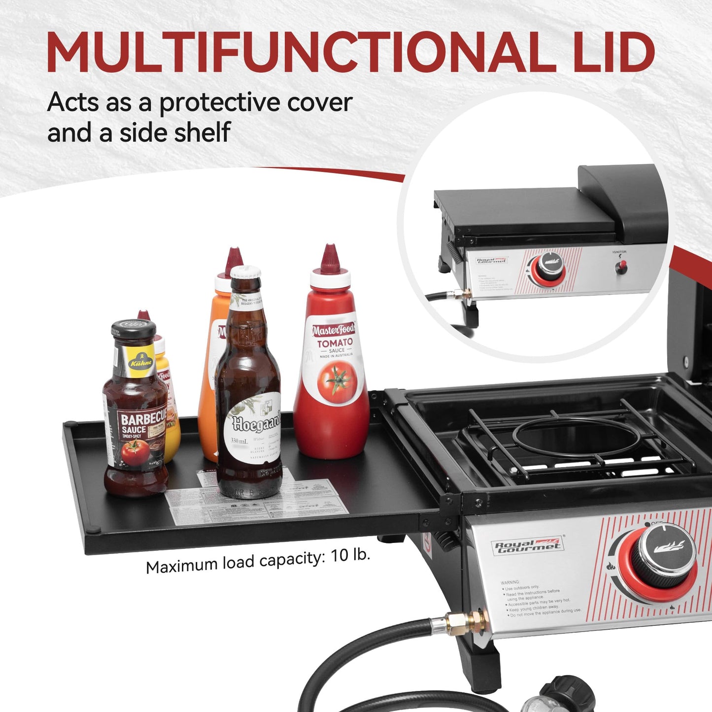 Royal Gourmet PD1305H 3-Burner Propane Gas Grill and Griddle Combo with Lid, 3-in-1 Grill Griddle Combo with 29,000 BTUs Output for Outdoor Cooking, 364 Sq. In. Cooking Area, Silver & Black