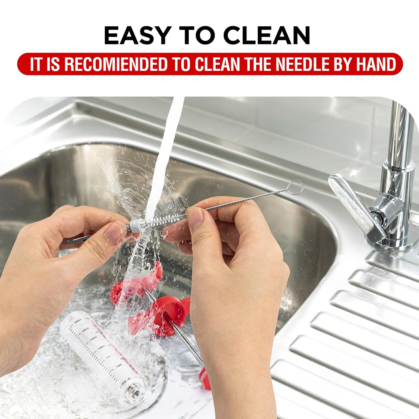 Red Mountain Valley Meat Injector, Portable Plastic Marinade Turkey Injector Syringe with Screw-on Meat Needle for Smoker BBQ Grill, food syringe,1-oz, Red