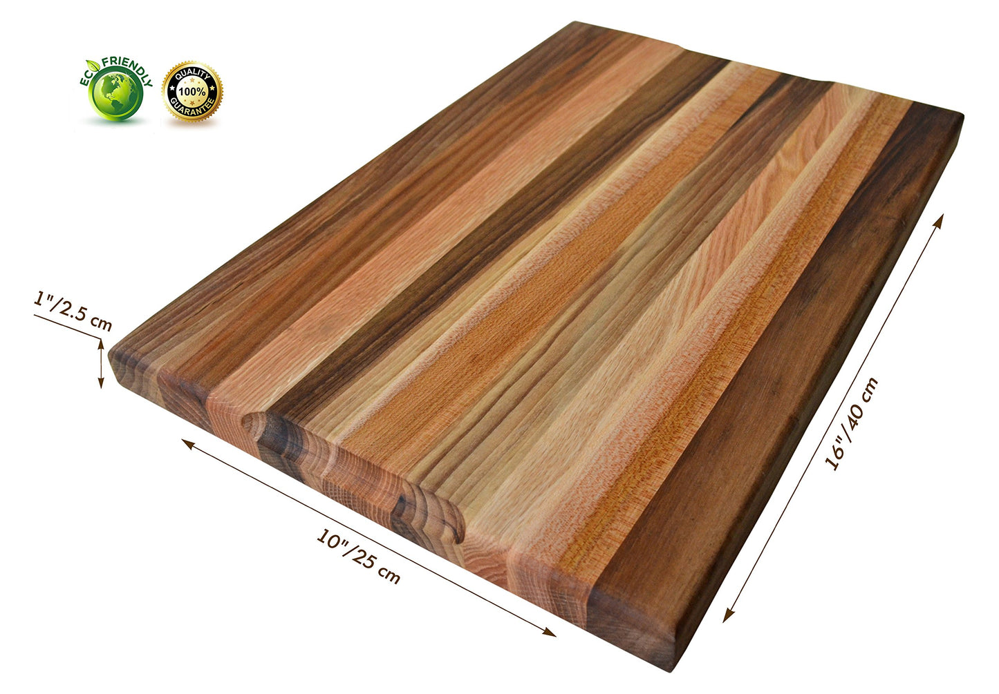 TESLYAR Medium Solid Wood Cutting Board for Kitchen with Side Handles and Built-in Juice Groove, 15.7" x 9.8", Chopping Board from Walnut, Cherry, Ash-tree & Red Oak (Medium)