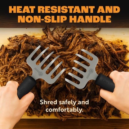 Cave Tools Metal Meat Claws for Shredding Pulled Pork, Chicken, Turkey, and Beef- Handling & Carving Food - Barbecue Grill Accessories for Smoker, or Slow Cooker (Rake Grip)