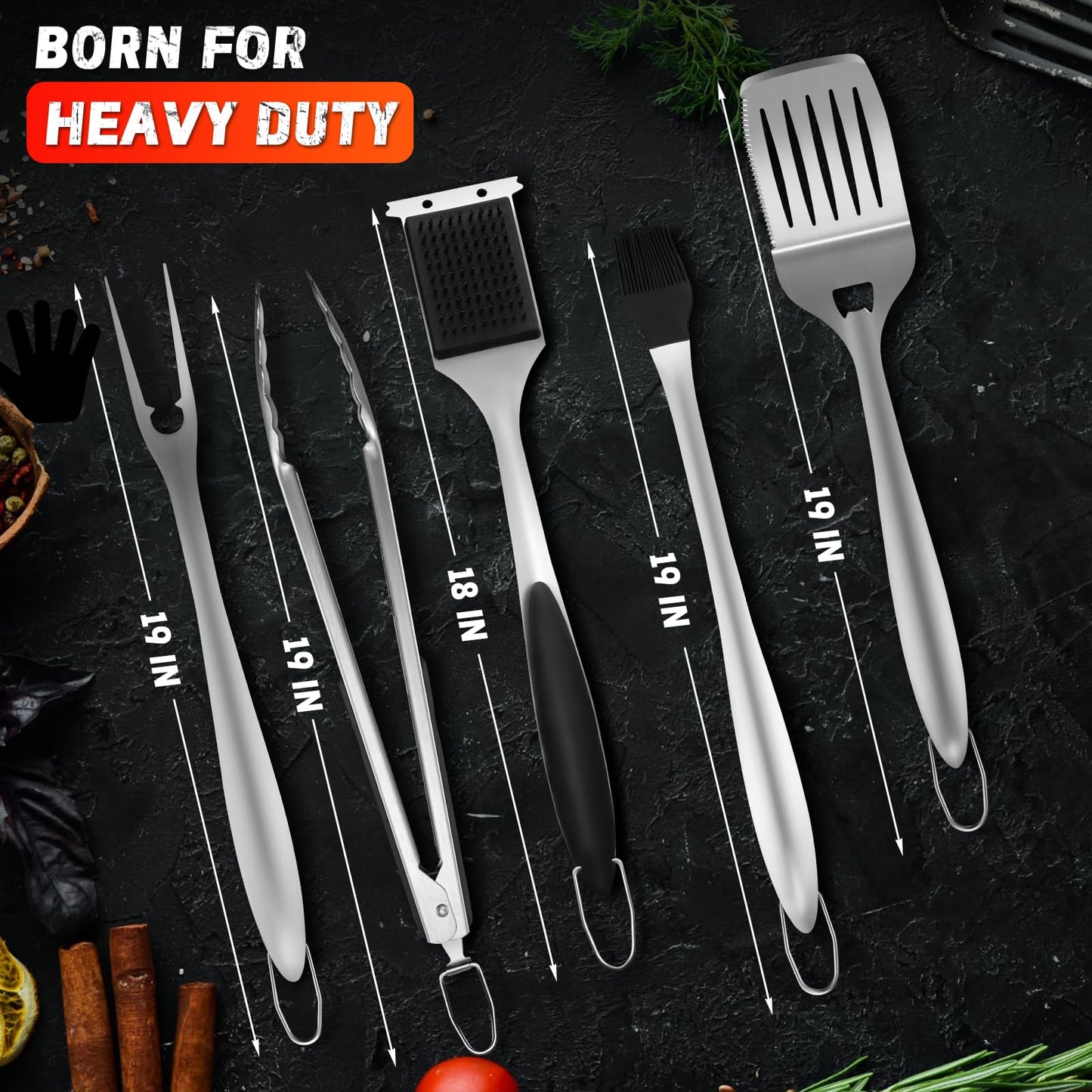 PURPLEBIRD Grill Set for Outdoor Grill 6 pcs - Heavy Duty Grilling Tools Set with Extra Long Handle, Stainless Grilling Accessories for Dad Gifts with Travel Bag, BBQ Utensils Kit for Outdoor Camping