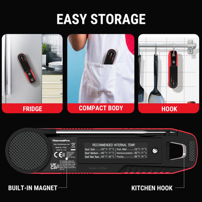 ThermoPro Lightning 1-Second Instant Read Meat Thermometer, Kitchen Food Thermometer with Auto Wake/Sleep/180° Rotating Display, Waterproof Cooking Thermometer for Oil Deep Fry Smoker BBQ Grill