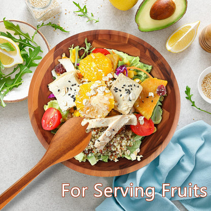 AIDEA Acacia Wood Serving Bowl for Fruits or Salads, 11" Diameter x 4.5" Height, Wooden Single Salad Bowl