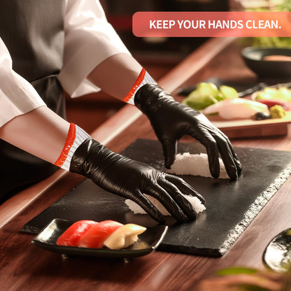 ZFYOUNG BBQ Gloves 6 Cotton Glove Liners and 100 Disposable Nitrile Gloves,Washable Cotton Liners Powder Latex Free Nitrile Gloves,Applies to Cooking Baking Grilling.