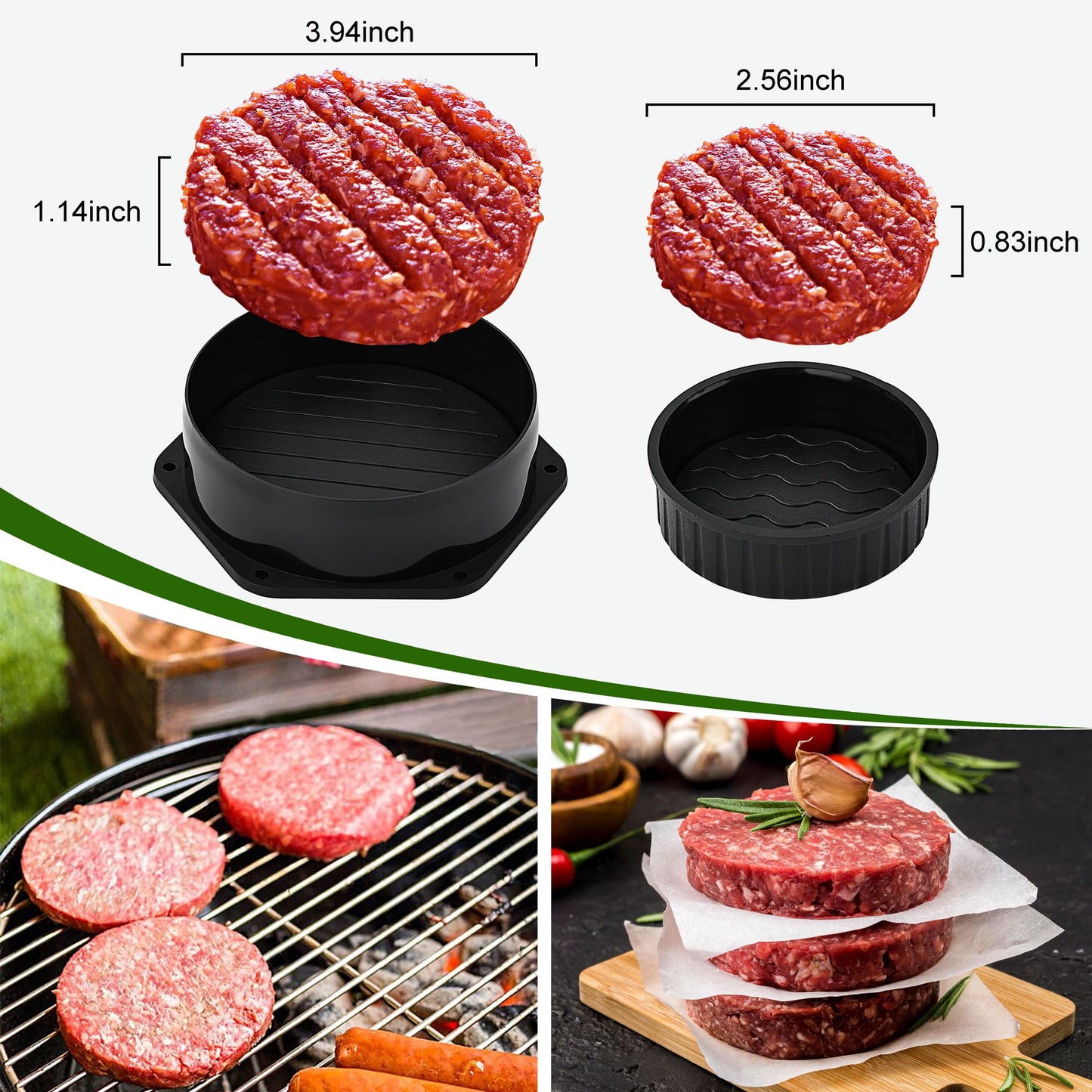 POLIGO 5PCS Smash Burger Press Kit - 4 in 1 Hamburger Patty Storage Containers,6.69" Round Cast Iron Smash Bacon Press- Non Stick Smash Burger Press Set for Grill and Griddle Cooking