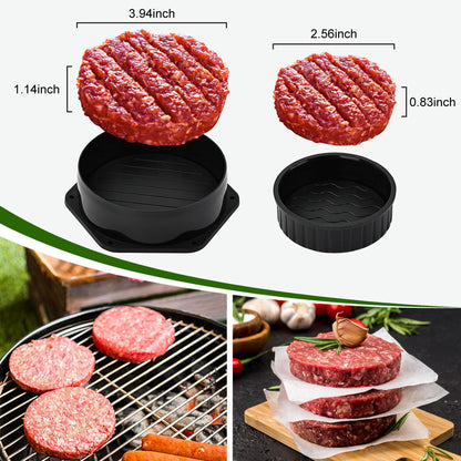 POLIGO 5PCS Smash Burger Press Kit - 4 in 1 Hamburger Patty Storage Containers,6.69" Round Cast Iron Smash Bacon Press- Non Stick Smash Burger Press Set for Grill and Griddle Cooking