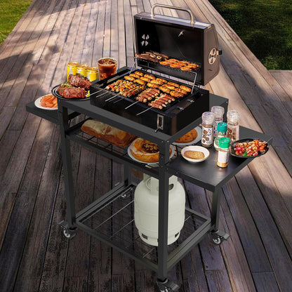 Yozoia Outdoor Grill Table, Movable Grill Cart for Blackstone Griddle, Pizza Oven Stand for Onni, Kitchen Cooking Prep Table BBQ Cart for Party, Bar, Camping