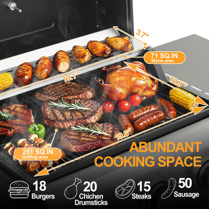 COOKIT 3-Burner Propane Gas Grill with 30,000 BTU Output - Enamel Cooking Grids, Easy-Clean Grease Management & Even Heat Distribution for Perfect BBQs (3-Burner)