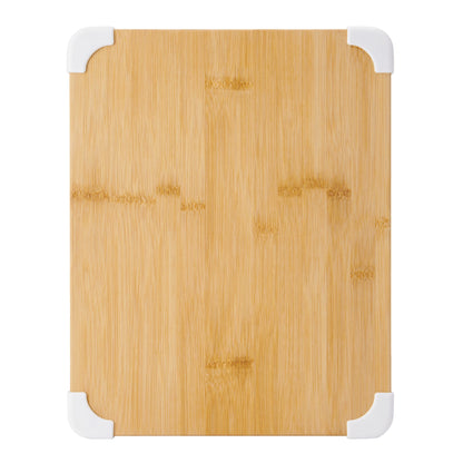 Farberware Nonslip Bamboo Cutting Board with Juice Groove, 11x14 Inch, White