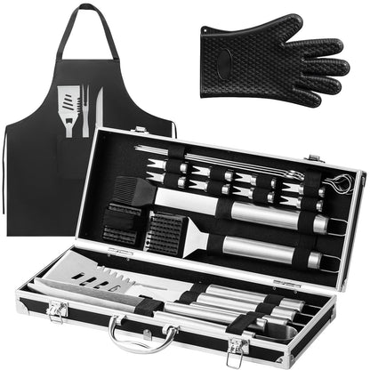 Terlulu 22Pcs Grilling Accessories, BBQ Accessories with Aluminum Case, Stainless Steel Grill Set Tools for Outdoor Camping&Barbecue, Grilling Gifts for Men Dad Fathers Day
