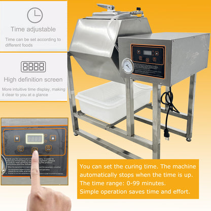 HayWHNKN Vacuum Tumbler Marinator Meat Vegetable Marinating Machine 45L Food Vacuum Marinator Fast Marination Process 110V Meat Pickle Machine 360° Rotation with Timer For Chicken Steak Burger Shop