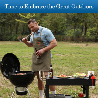 Grill Table Stand Cart for Blackstone Griddle - Universal Foldable Design Fits 17-22 Inch Grills and 12" Pizza Ovens, 20s Setup, 4 Wheels, Magnetic Strip etc (Camping, Backyard Cooking Accessories)