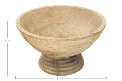 Creative Co-Op Boho Wood Pedestal Serving Bowl, Natural Finish