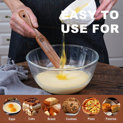 2 Pack Wooden Spurtle for Sourdough Starter, Mixing, Reaching Bottom of Jar, Dough Whisk, Long Handle Jar Spatula, Spurtles Kitchen Tools Teak Wood Kitchen Utensils kit for Baking, Cooking