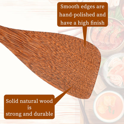 2pcs Wooden Spatula for Cooking Angled Flat Spatula Chicken Wing Wooden for Cooking Kitchen Turner Flat Frying Wood Utensil for Kitchen Cookware (13 Inch)
