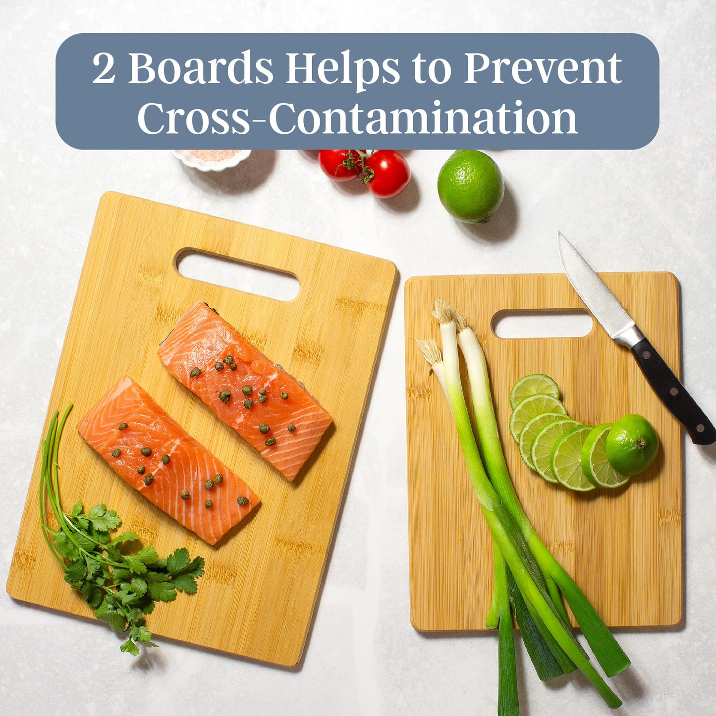 Totally Bamboo 2-Piece Cutting Board Set; 2 Assorted Sizes of Bamboo Wood Cutting Boards for Kitchen