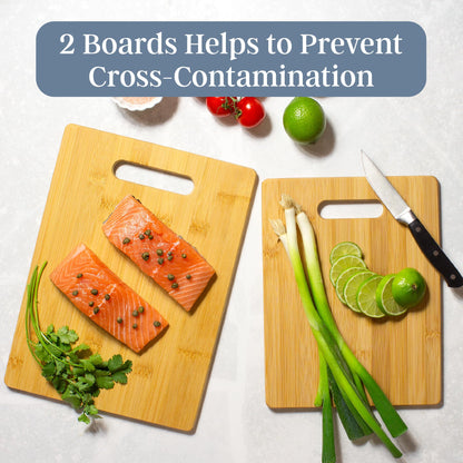 Totally Bamboo 2-Piece Cutting Board Set; 2 Assorted Sizes of Bamboo Wood Cutting Boards for Kitchen