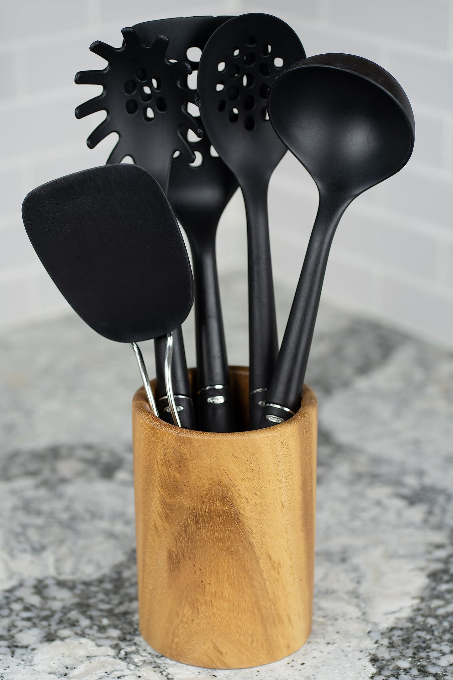 Wooden Utensil Holder - Teak Wood Utensil Holder - Wooden Spoon Holder - Kitchen Utensil Holder for Countertop - Utensil Crock for Kitchen Counter - Utensil Holder - Wine Holder - Art Supply Holder