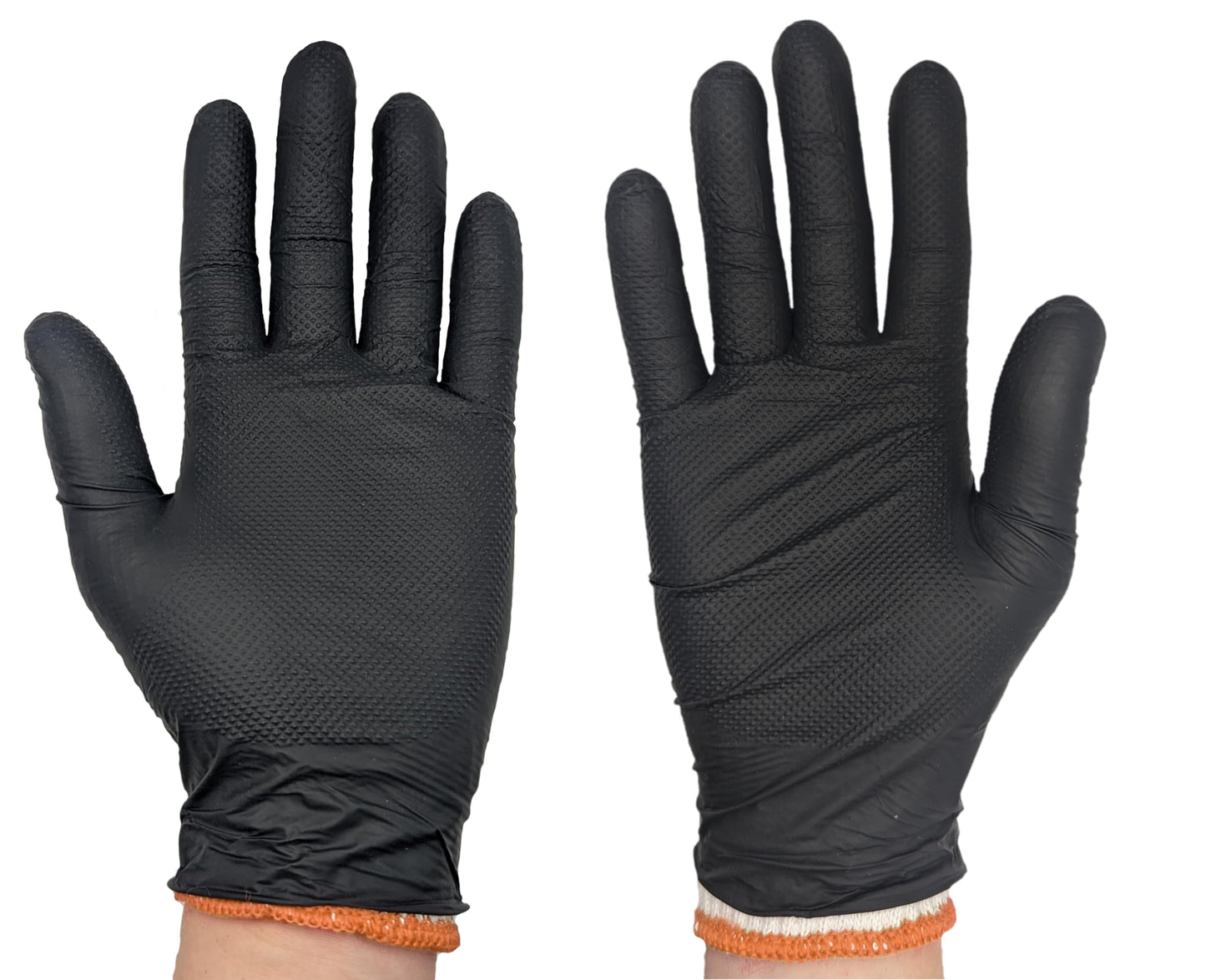 HDMNDD Black Disposable BBQ Gloves Kit - 50 Heavy Duty Full Textured Grip and 2 Heat Resistant Reusable Glove Liners for BBQ, Grilling, Meat Gloves for Pulling Meat