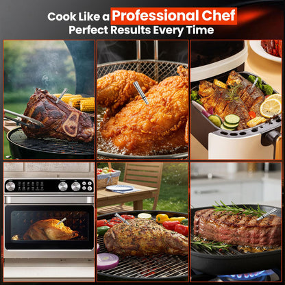 UNERVER Wireless Meat Thermometer with WiFi - Smart LED Digital Control Base, 6 Sensors Bluetooth Probe with ±0.5°F Instant Read Accuracy, App Controlled, Unlimited Range for BBQ,Smoker,Grill,Oven