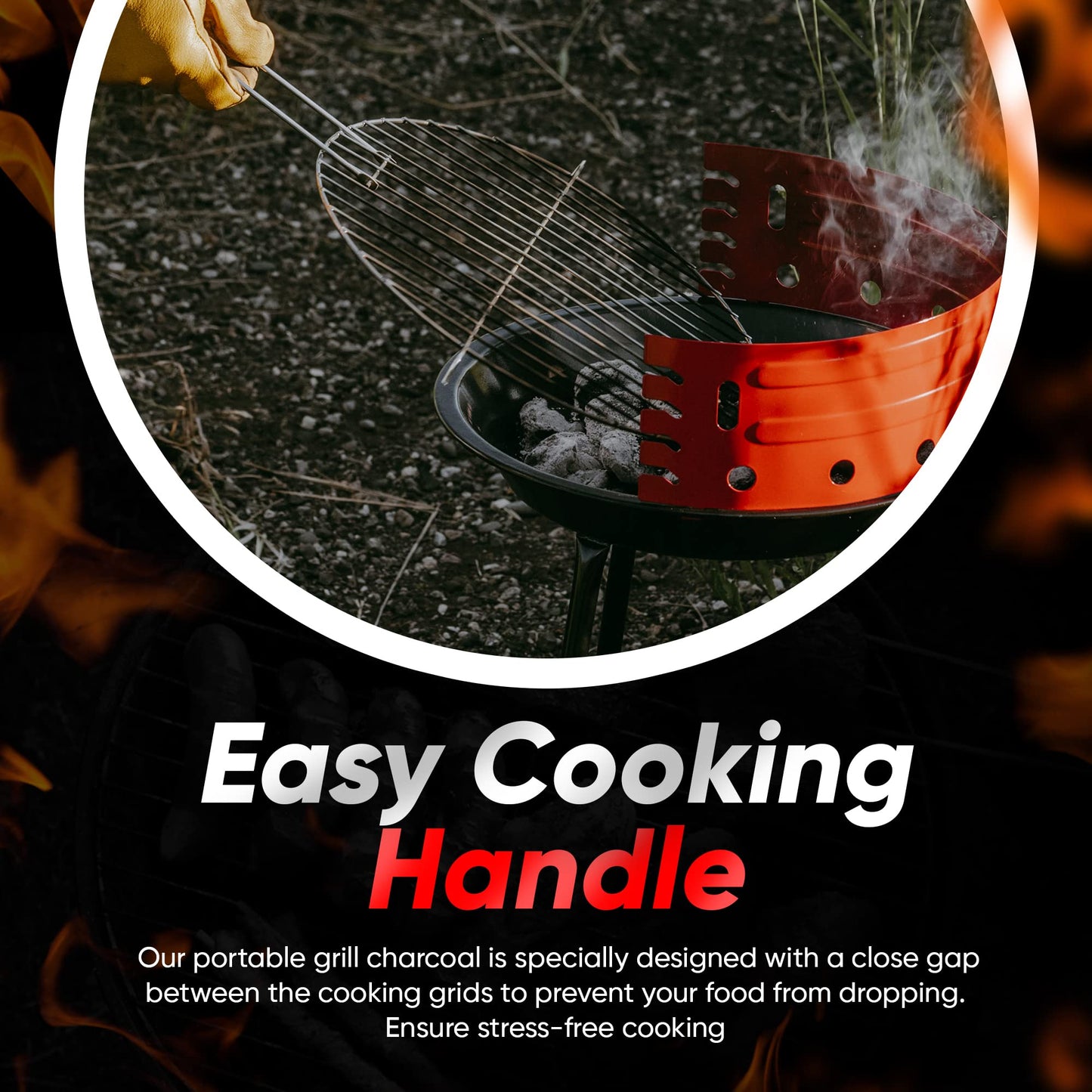 Gas One 16-inch Portable Barbecue Grill with 4 Levels for Flame Control – Dual Venting System – Small Charcoal Grill for Backyard, Camping, Boat