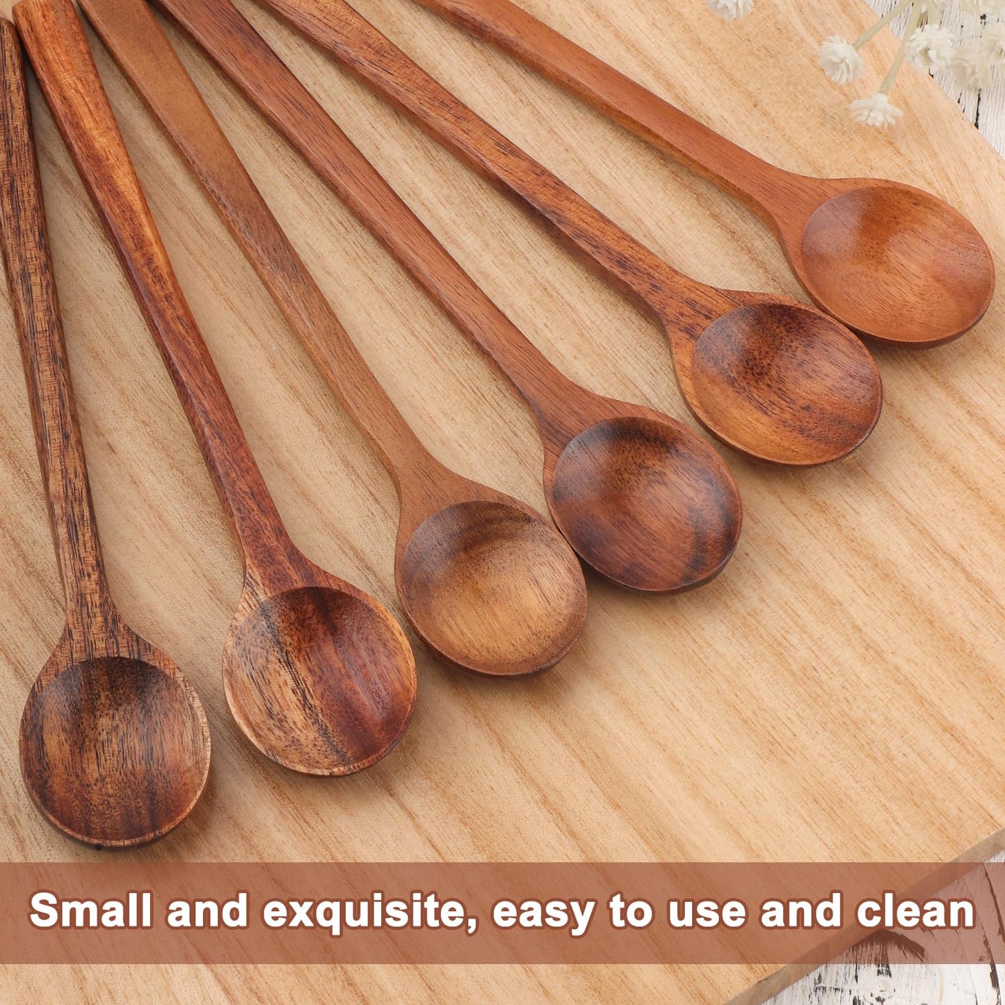 6pcs Small Wooden Spoons, 6.7 Inch Smooth Honey Spoon Mini Wood Teaspoon Dessert Table Spoons Sets for Cooking Serving Eating Stirring Coffee Tea Honey Sugar Soup Jar Condiment Kitchen Utensils