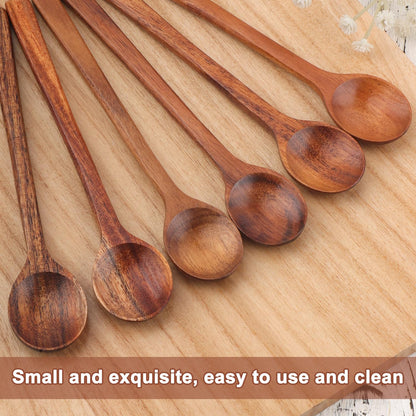 6pcs Small Wooden Spoons, 6.7 Inch Smooth Honey Spoon Mini Wood Teaspoon Dessert Table Spoons Sets for Cooking Serving Eating Stirring Coffee Tea Honey Sugar Soup Jar Condiment Kitchen Utensils