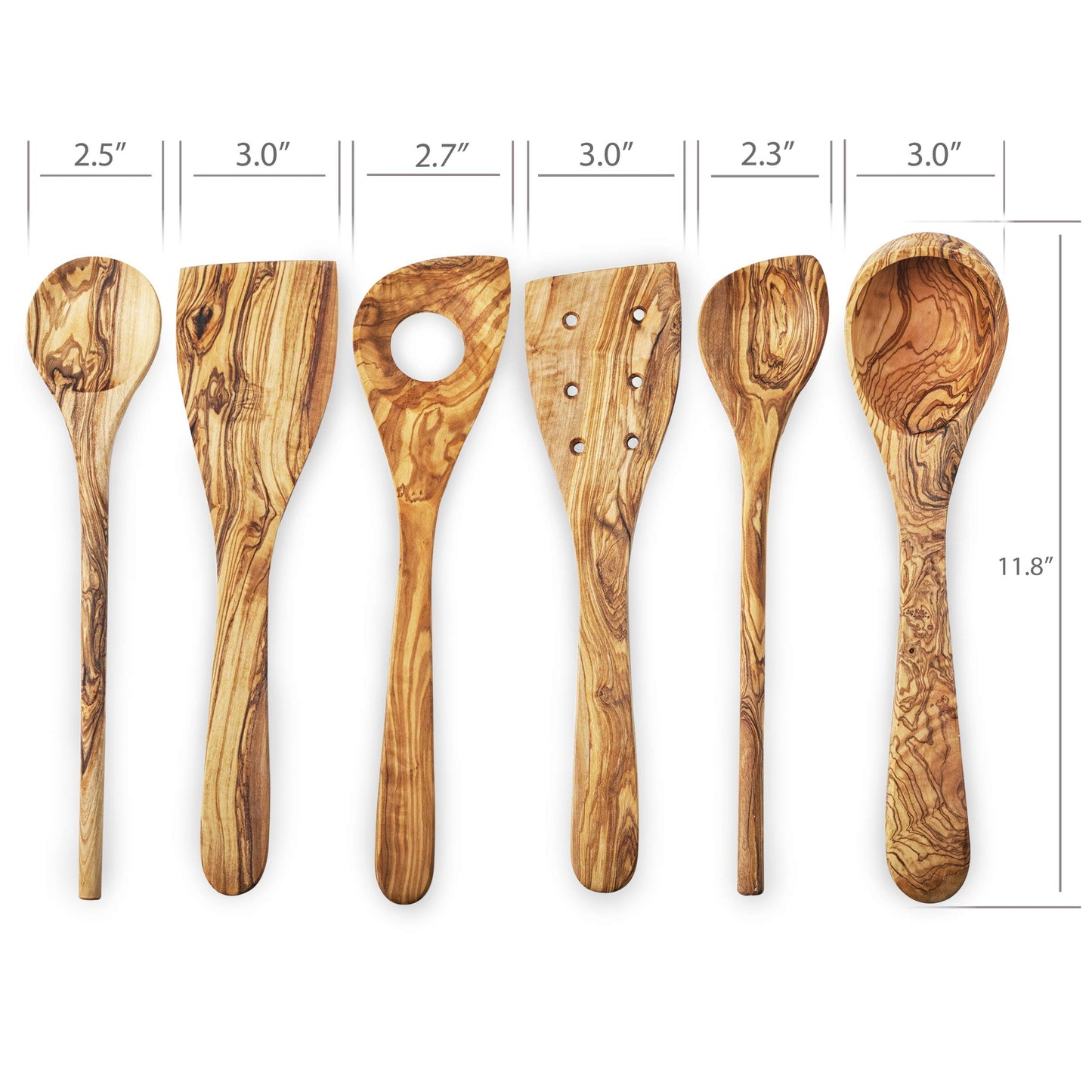 Forest Decor Olive Wood Utensils Set for Cooking - 6pcs Non-stick Handmade Wooden Spatulas for Cookware - Non Scratch Natural Wood Spoons - Premium Wood Ladle - Kitchen Tools & Accessory for Serving