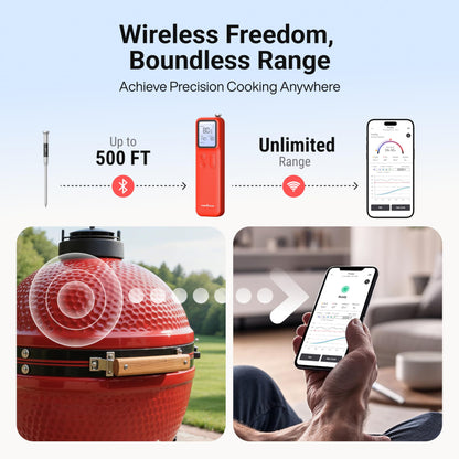 ThermoMaven Wireless Meat Thermometer with WiFi & Bluetooth, Standalone Base for Unlimited Range, NIST Certified Accuracy, Smart App Alerts for Grill, Oven, Smoker, BBQ