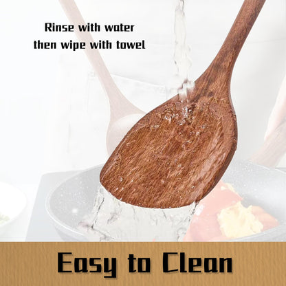 Wood Spatula for Cooking Wooden Kitchen Utensils for Nonstick Cookware Fried Spatulas Wooden Spatula Flat Turner for Baking Mixing Scraping Solid Turner Cooking Utensils Kitchen Accessories Tools