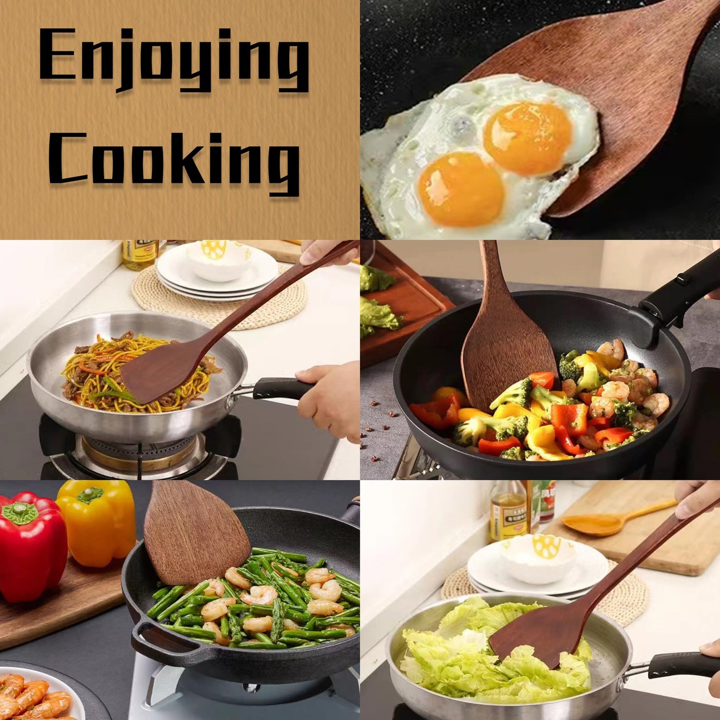 Wood Spatula for Cooking Wooden Kitchen Utensils for Nonstick Cookware Fried Spatulas Wooden Spatula Flat Turner for Baking Mixing Scraping Solid Turner Cooking Utensils Kitchen Accessories Tools