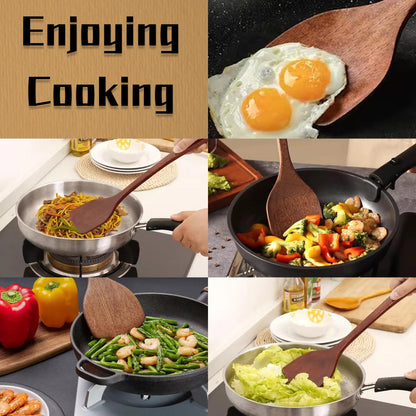 Wood Spatula for Cooking Wooden Kitchen Utensils for Nonstick Cookware Fried Spatulas Wooden Spatula Flat Turner for Baking Mixing Scraping Solid Turner Cooking Utensils Kitchen Accessories Tools