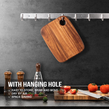 Wood Cutting Boards for Kitchen,JAMES.F Acacia Wooden Heavy Duty Cutting Board, Chopping Serving Boards with Hanging Hole for Meat Bread or Vegetables