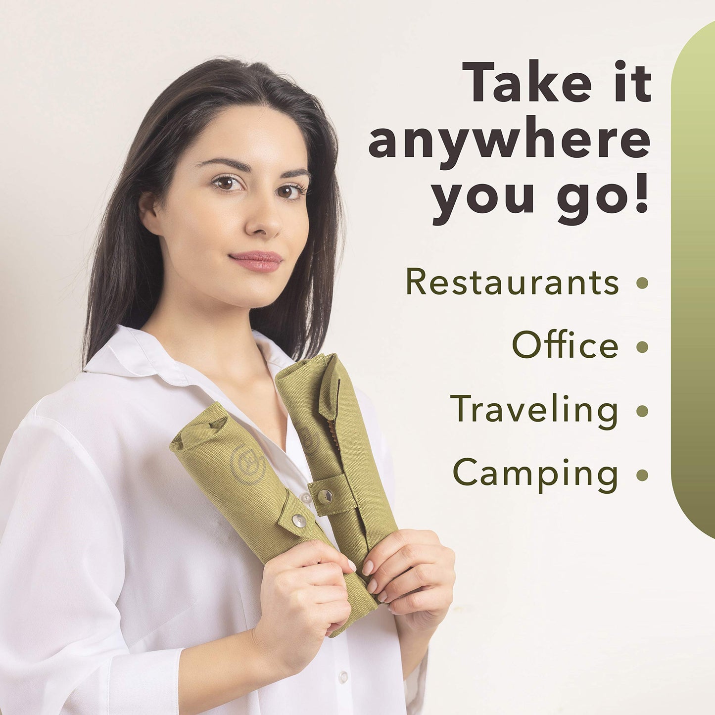 Greenzla Double Pack Bamboo Utensils Set with Bonus Toothbrush Pair, Straw, Spoon, Fork, Knife, Teaspoon, Chopsticks, Brush & Duo Storage Bags - Reusable Bamboo Cutlery - Wooden Utensil Set