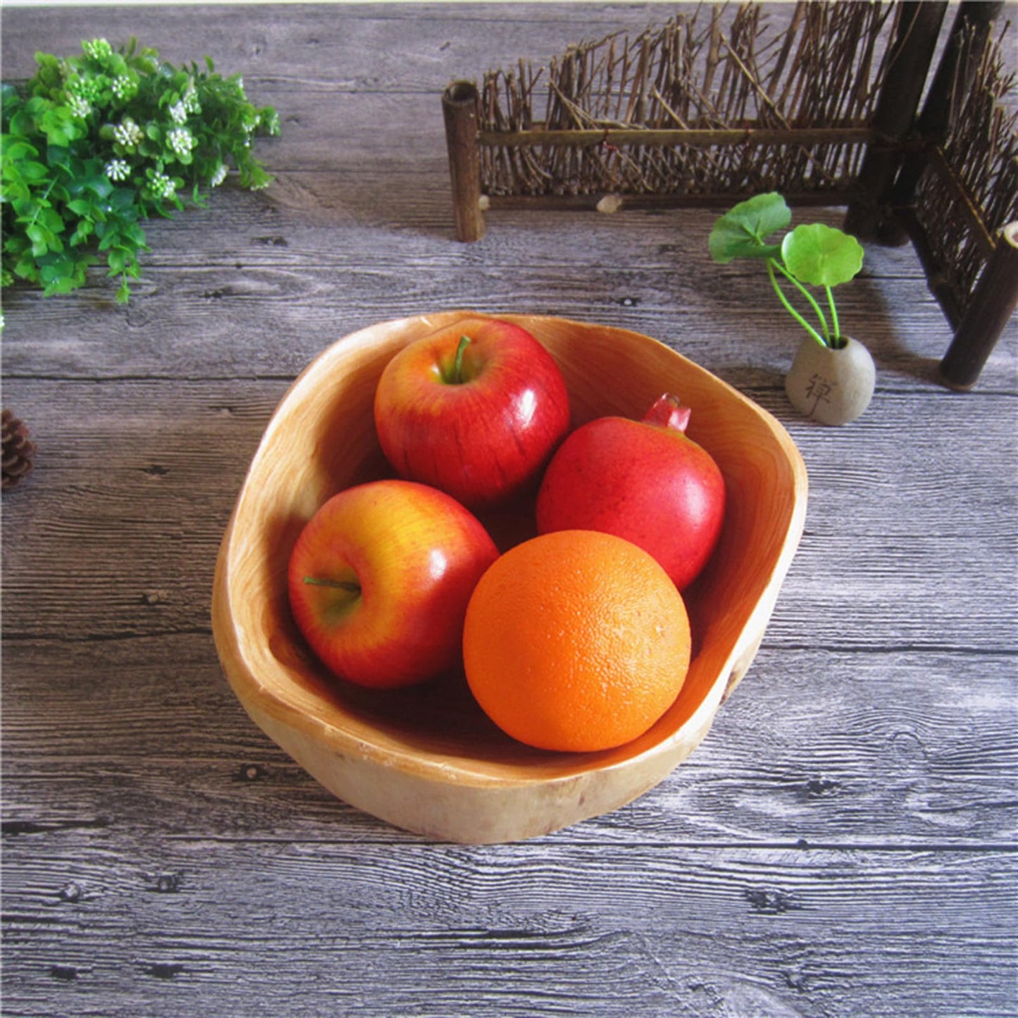 MIATTCLD Wooden Bowl Decorative Natural Wood Fruit Bowl, Irregular Creative Wood Bowls, Rustic Hand Carved Candy Snack Keys Serving Bowls for Home Decor