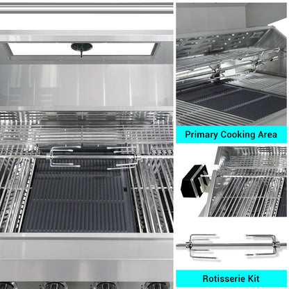 CT Copper Tailor 6-Burner Outdoor Kitchen BBQ Gas Grill Island with Infrared Rear Burner,Side Burner,Storage Cabinets & Drawers,Sink,Cooler,Stainless Steel