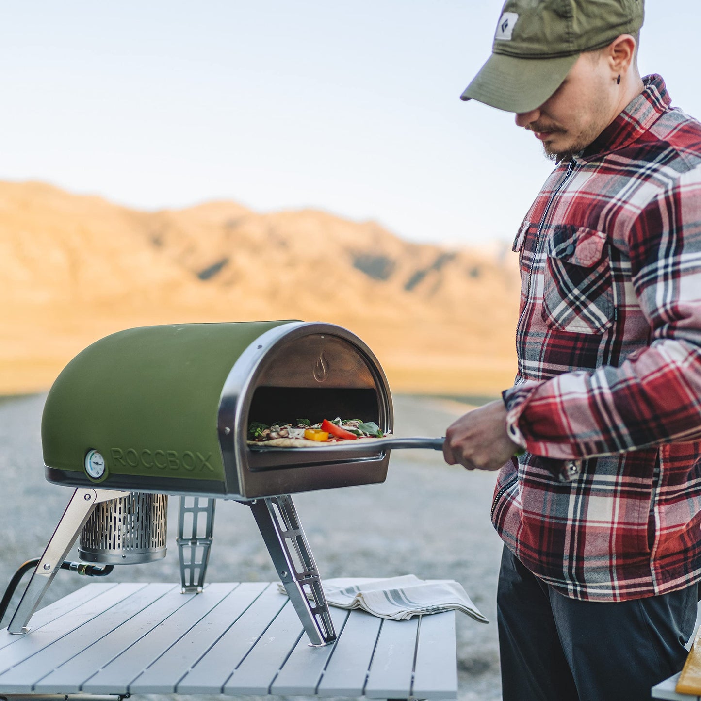 Gozney Roccbox Outdoor Pizza Oven, Green, Portable, Gas & Wood Fired, Restaurant-Grade